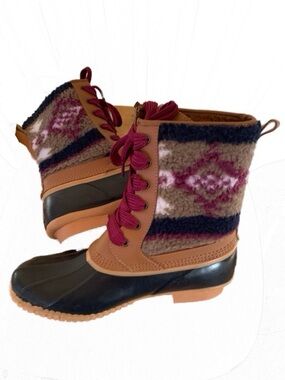 Lands' End Women's Insulated Sherpa Fleece Lined Waterproof Duck Boots Sz 8